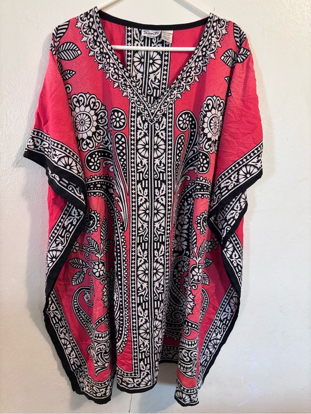 Pink & Black Bohemian Tunic Caftan by Sante